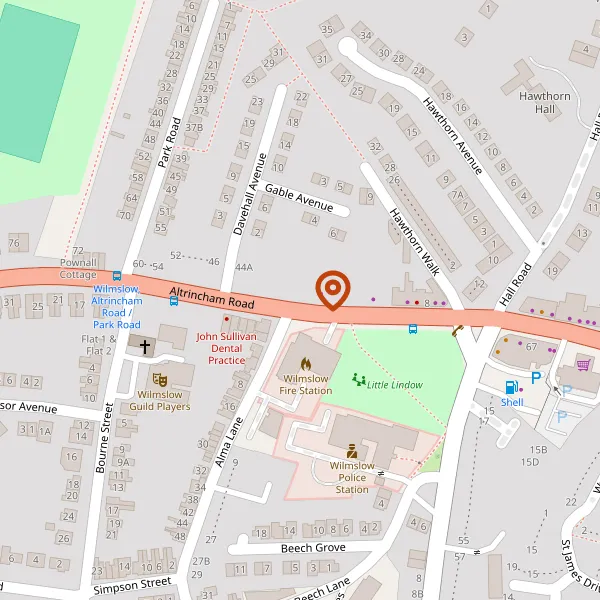 Map showing approximate location: 36, Altrincham Road, Wilmslow, Cheshire, SK9 5ND