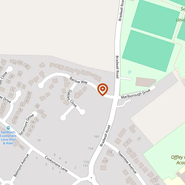 Map showing approximate location: 7, Barlow Way, Sandbach, CW11 1PB