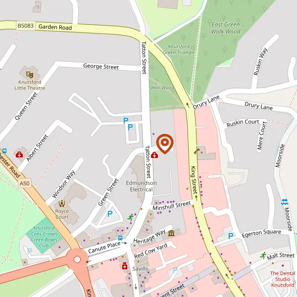 Map showing approximate location: Woodland At, Tatton Street, Knutsford