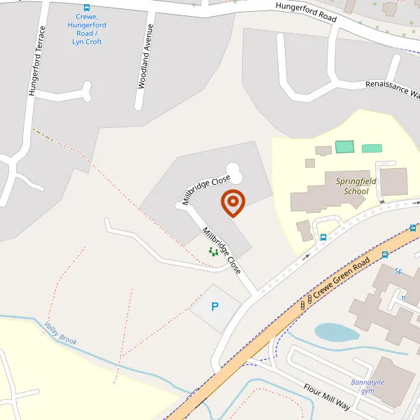 Map showing approximate location: 21, Mill Bridge Close, Crewe, Cheshire, CW1 5DZ