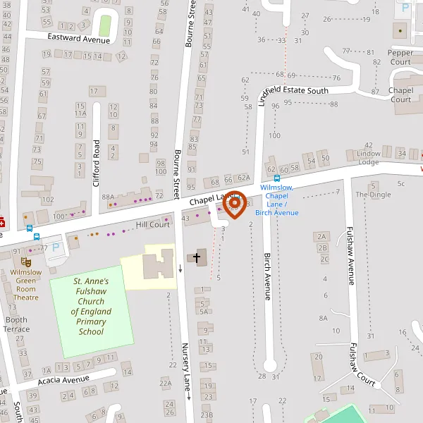 Map showing approximate location: 33, Chapel Lane, Wilmslow, SK9 5HW