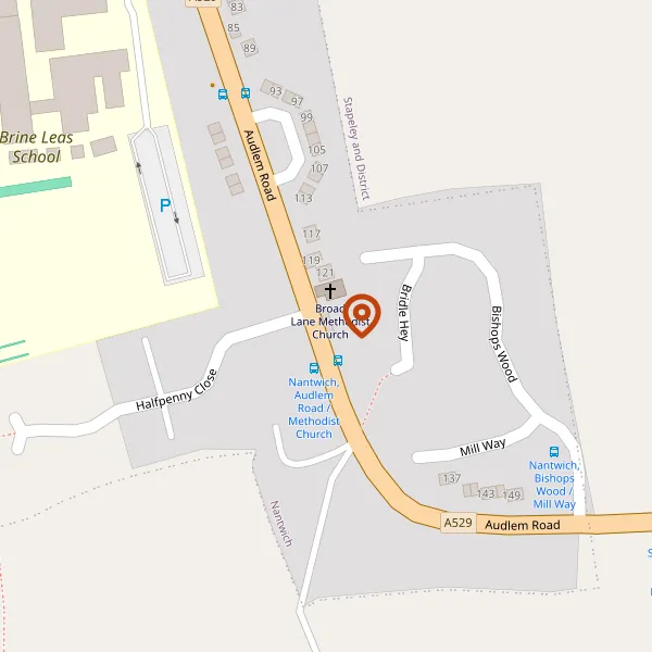 Map showing approximate location: 129, Audlem Road, Nantwich, CW5 7EB