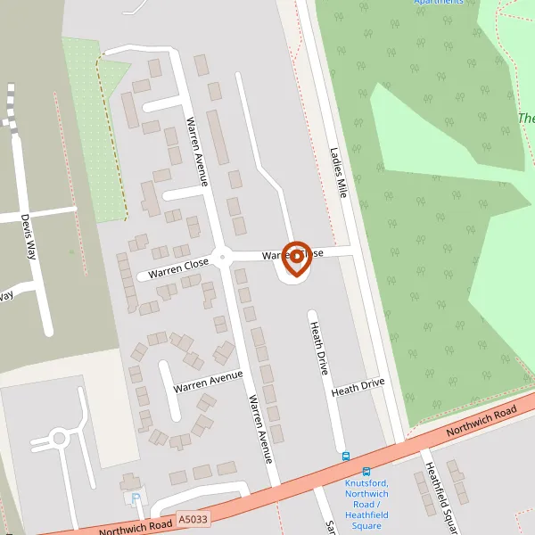 Map showing approximate location: 5-16, Warren Close, Knutsford, Cheshire, WA16 0AH