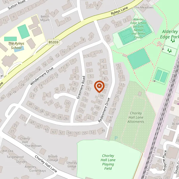 Map showing approximate location: 9, Grasmere Road, Alderley Edge, SK9 7US