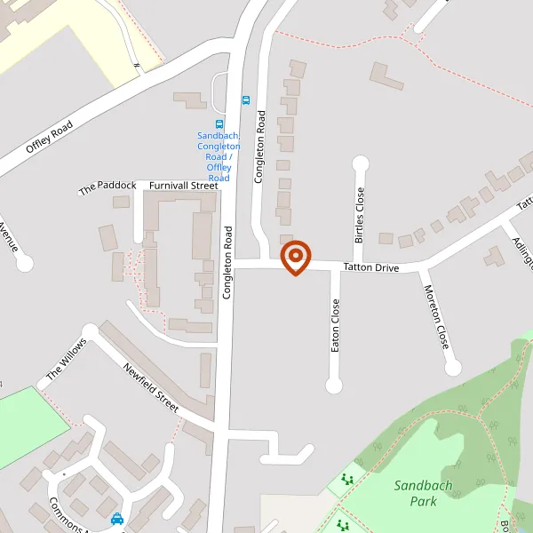 Map showing approximate location: Claymore Road, Off Congleton Road, Sandbach