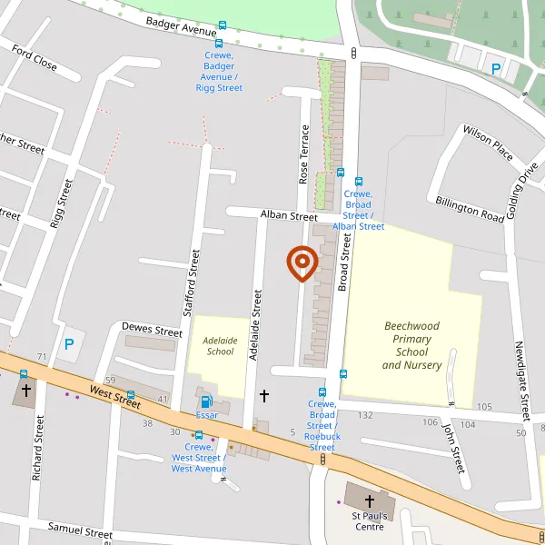 Map showing approximate location: Adelaide School, Adelaide Street, Crewe, CW1 3DT