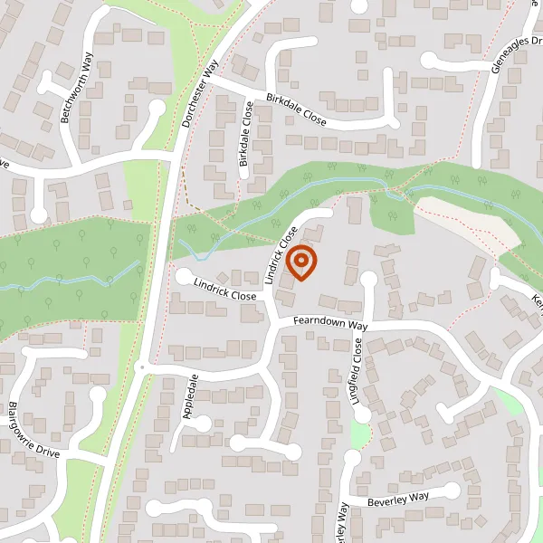 Map showing approximate location: Woodland Opposite 7 Lindrick Close, Macclesfield