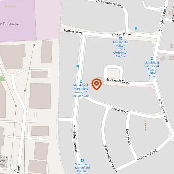 Map showing approximate location: 74, Marshfield Avenue, Crewe, Cheshire, CW2 8TE