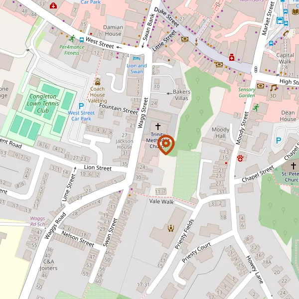 Map showing approximate location: Jobcentre Plus, Wagg Street, Congleton, CW12 4BD