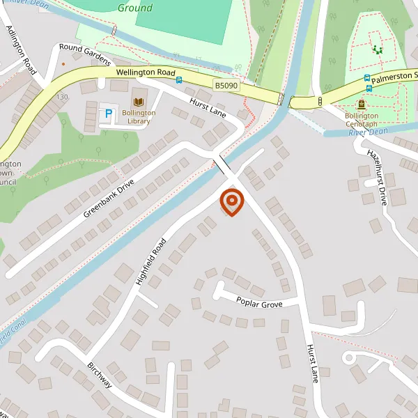 Map showing approximate location: 6, Highfield Road, Bollington, Macclesfield, Cheshire, SK10 5LR